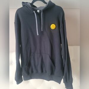 Black Yellow Smiley Face Patch Hoodie Sweater Hoody
